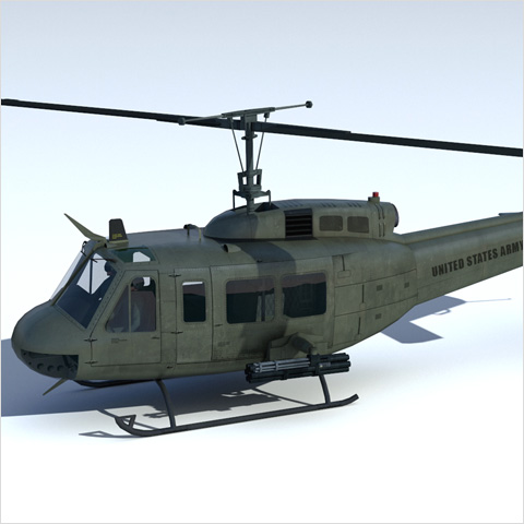 Bell UH-1 Iroquois. Low-poly realtime 3D model