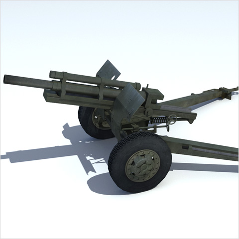 Howitzer m101a1. Low-poly realtime 3D model