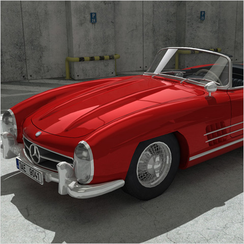 Mercedes Benz 300SL. Low-poly realtime 3D model