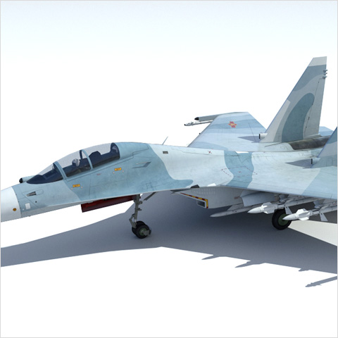 Sukhoi Su-30. Low-poly realtime 3D model