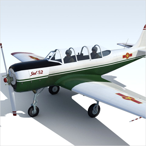 Yak-52. Low-poly realtime 3D model